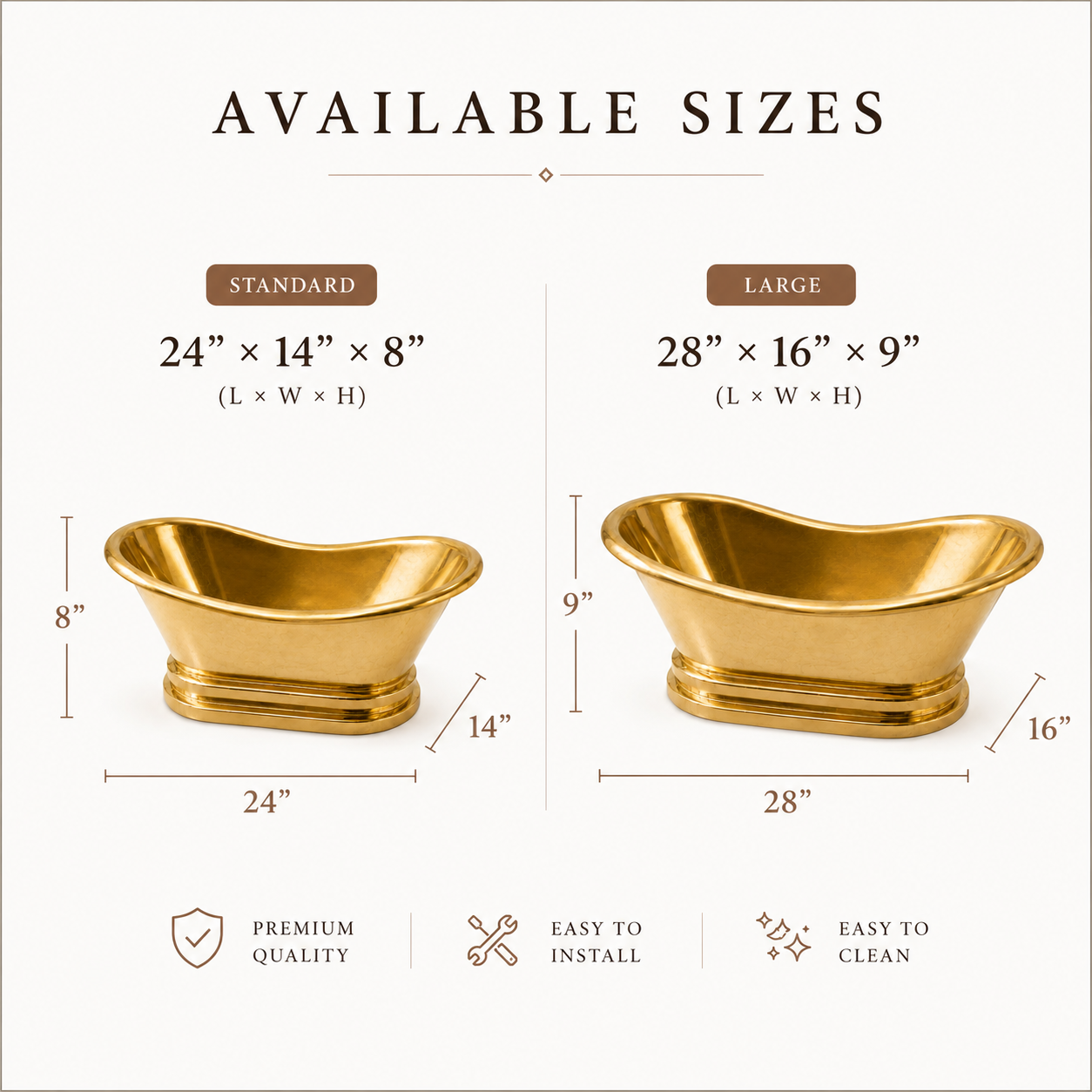 Unlacquered Brass Vessel Sink - Bathtub Style