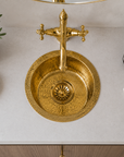 Hammered Unlacquered Brass Round Bar Sink