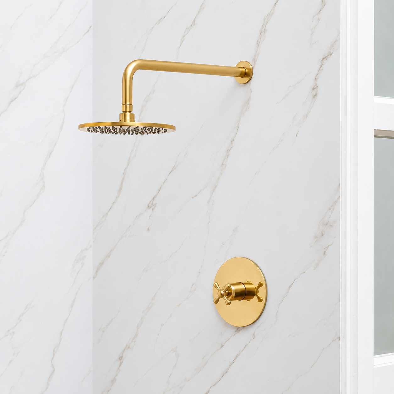 The Brasslik Single Function Shower - Unlacquered Brass