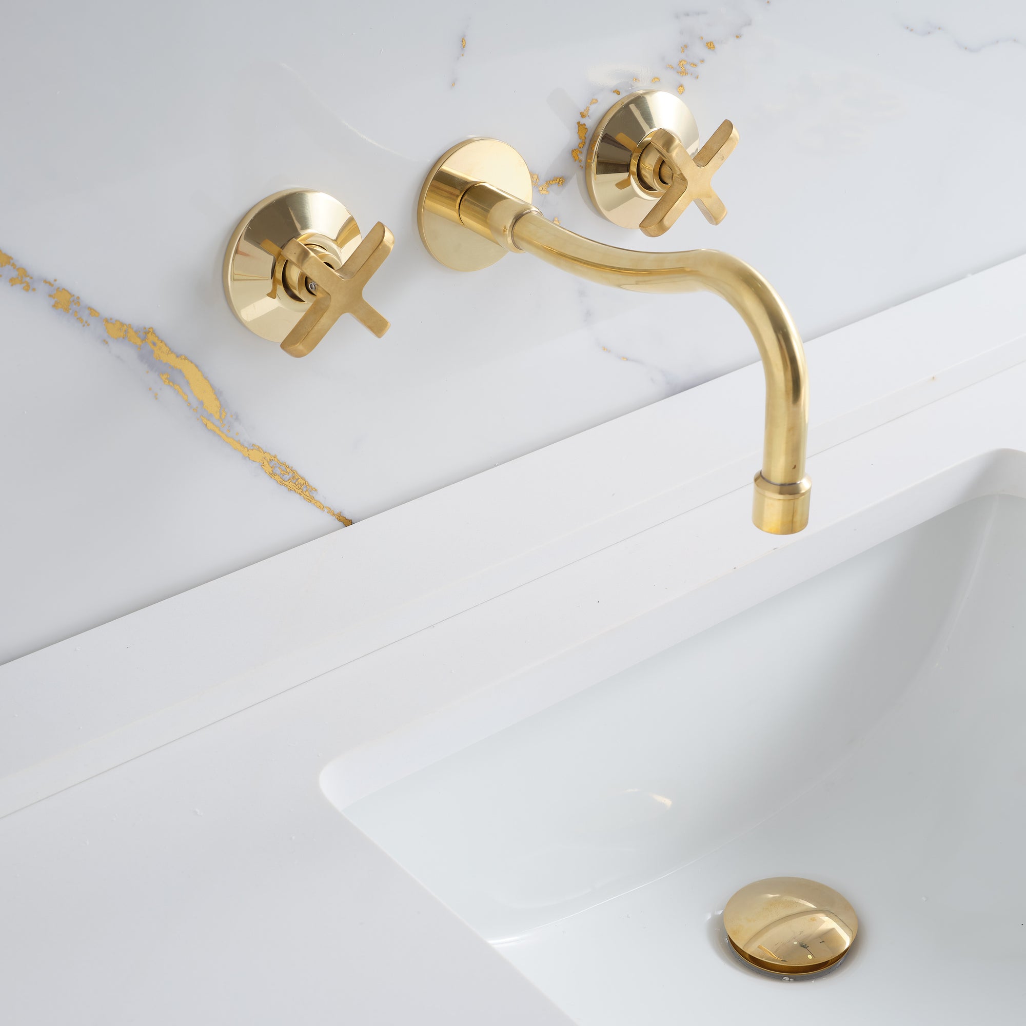 Unlacquered Brass Curved Wall Mount faucet