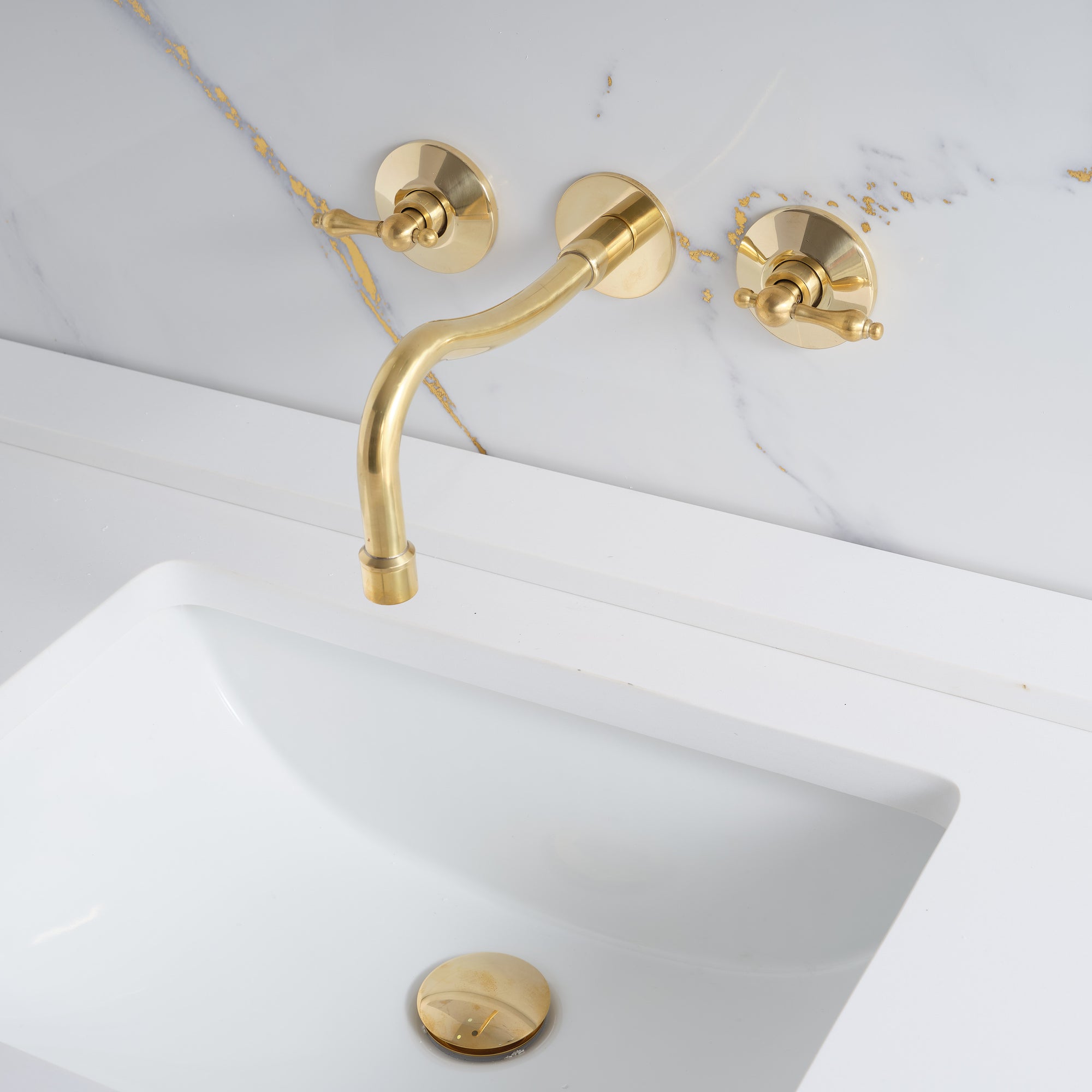 Unlacquered Brass Curved Wall Mount faucet