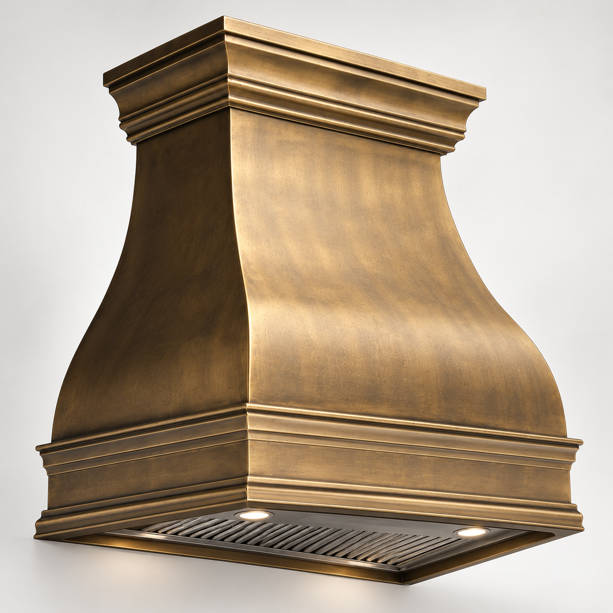 French Bell brass range hood cover, insert ready