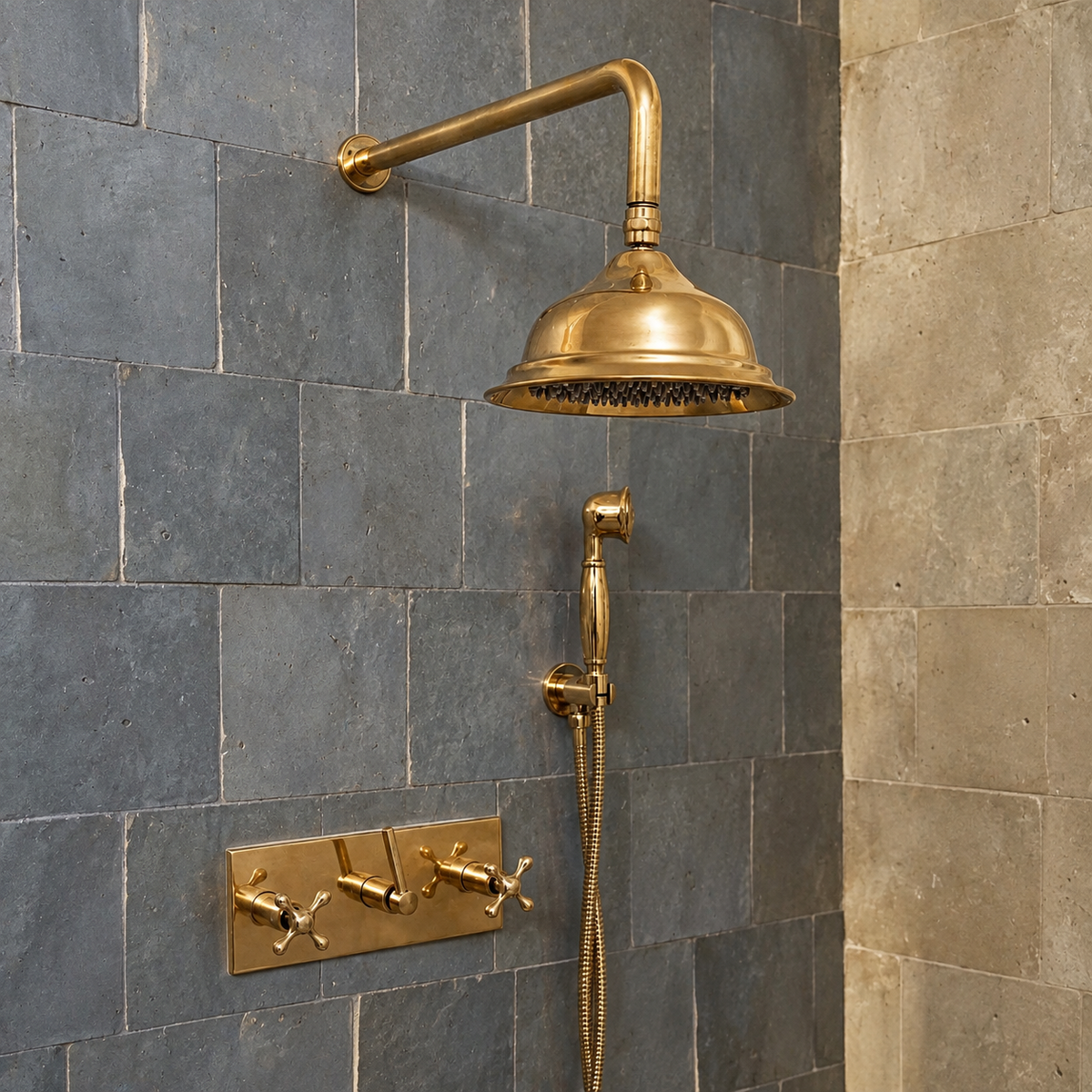 Sheffield Brass System Shower - Unlacquered Brass