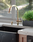 Unlacquered Brass Pull Down Kitchen Faucet