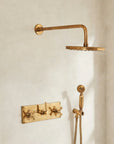 Unlacquered brass Oasis shower set