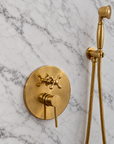 Wall Mounted Tub Filler with Hand Shower – Unlacquered Brass
