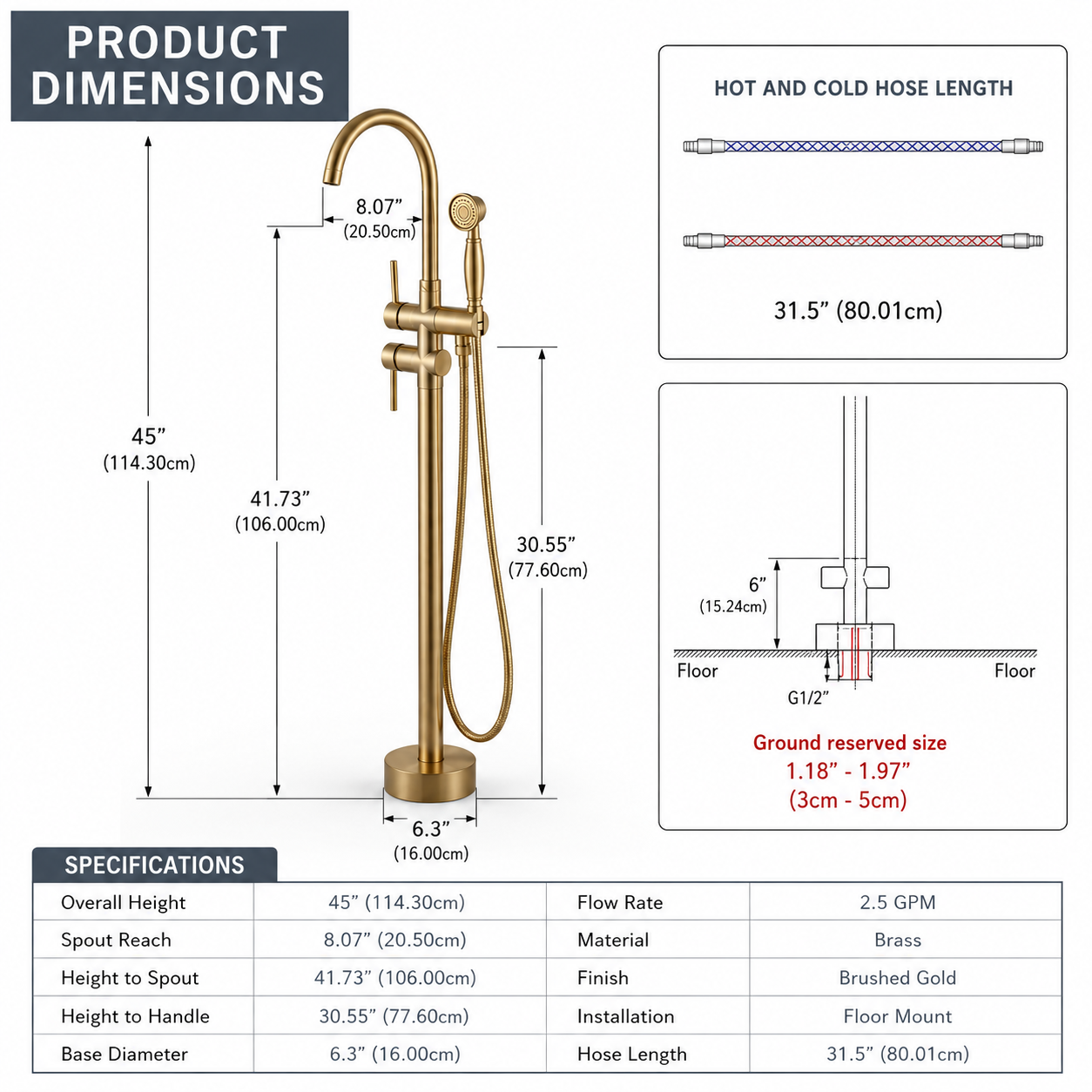 Sterling Freestanding Tub Filler With Hand Shower
