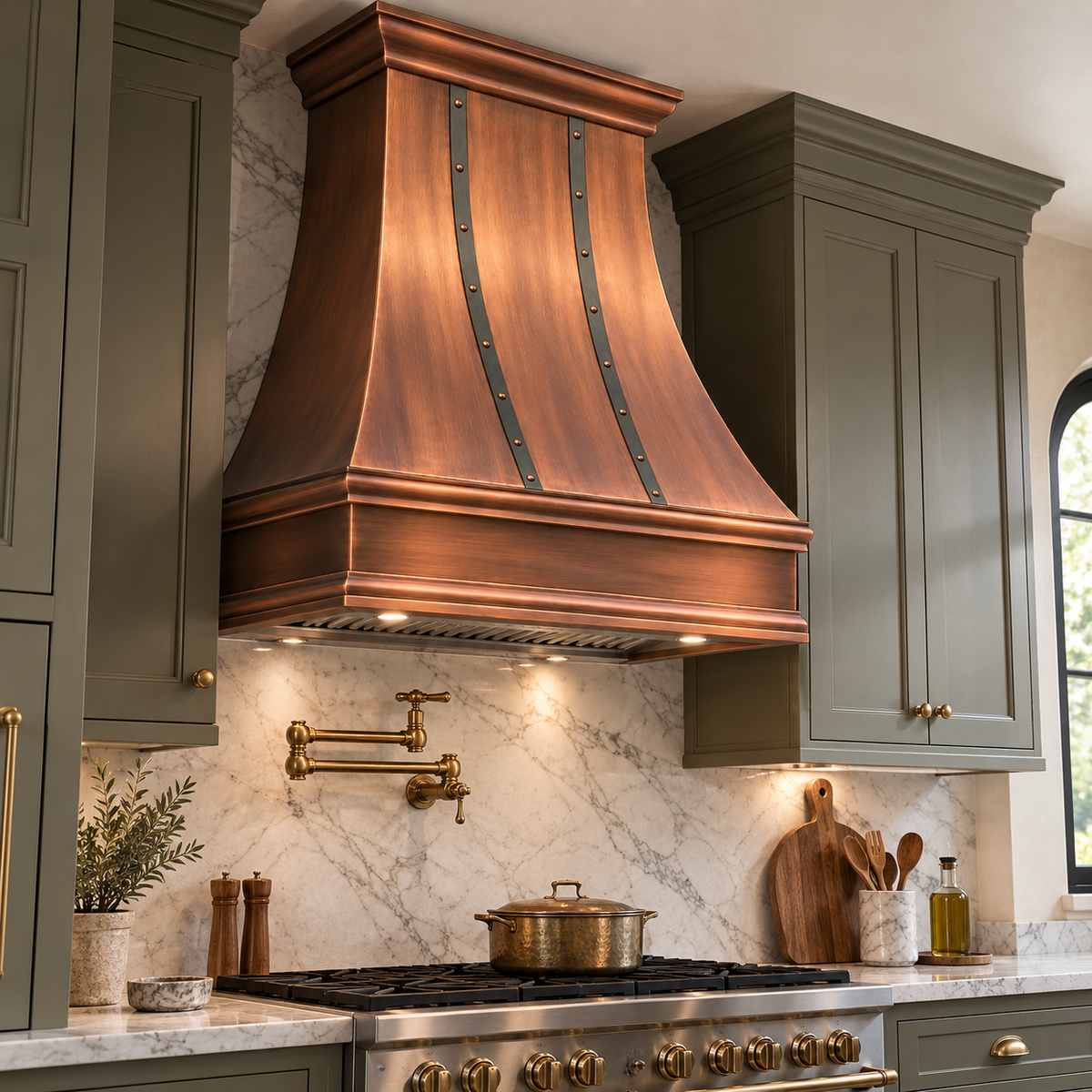 French Bell copper range hood cover