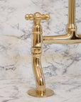 Brass Bridge Kitchen Faucet With Curved Legs