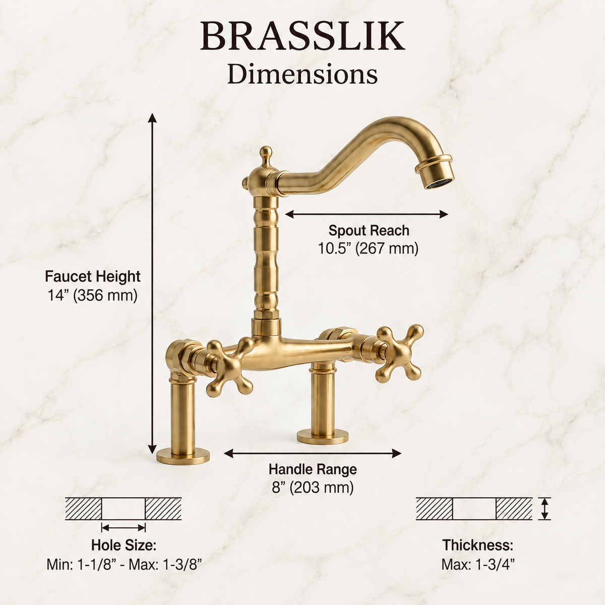 Farmhouse brass bridge faucet, classic two-hole design