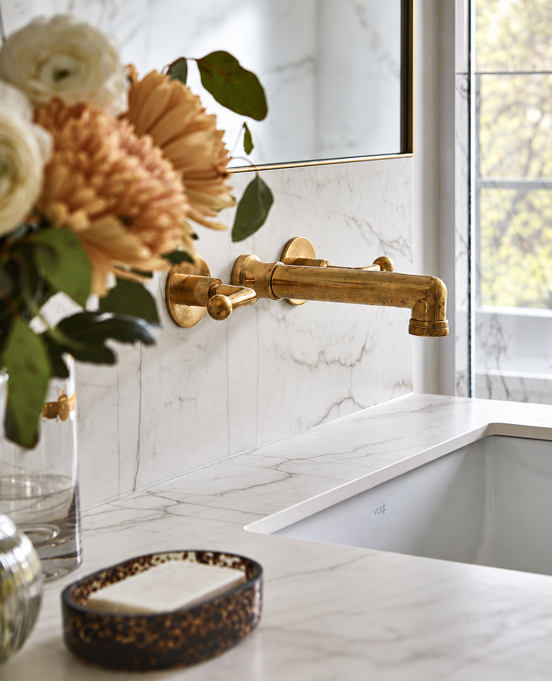 Kensington Unlacquered Brass Wall Mounted Faucet