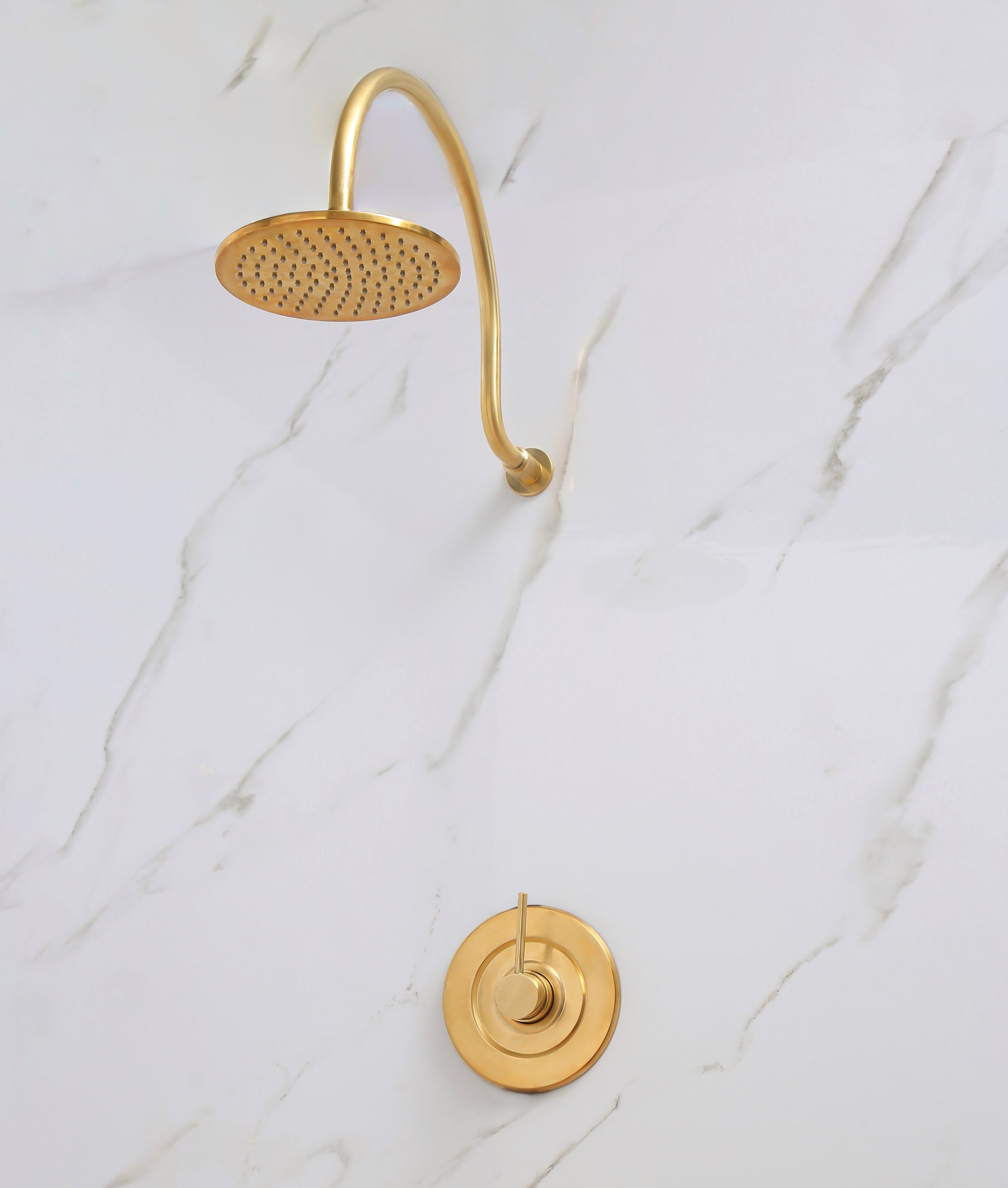 Brass Wall Mount 8 Inch Rainfall Round Shower Faucet with Rough-in Valve and Trim Kit (1.8GPM)