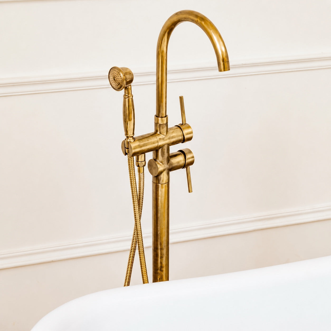 Sterling Freestanding Tub Filler With Hand Shower