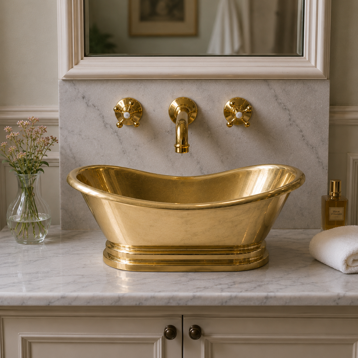 Unlacquered Brass Vessel Sink - Bathtub Style