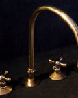 Unlacquered Brass Deck Mounted 3 Holes Countertop Faucet