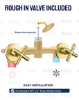 Unlacquered Brass  Shower with Rainfall Shower Head – Hot & Cold Valve