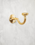 Handcrafted Unlacquered Brass Curved Hook