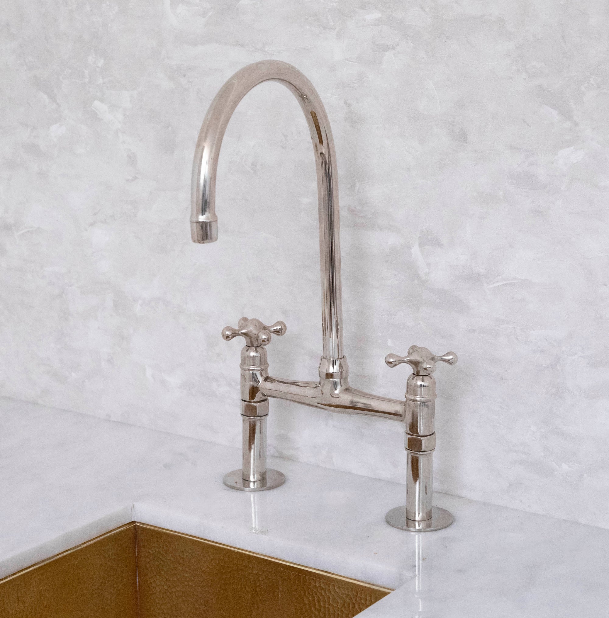 Nickel Kitchen Faucet | Brass Bridge Faucet | Brasslik