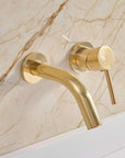 Unlacquered Brass Wall Mount Faucet, Single Handle Hot & Cold Sink Tap