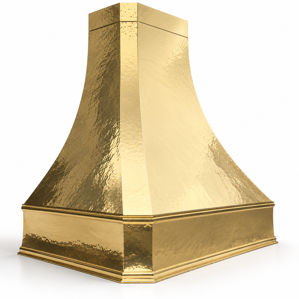 Classic brass vent hood cover with warm antique tone