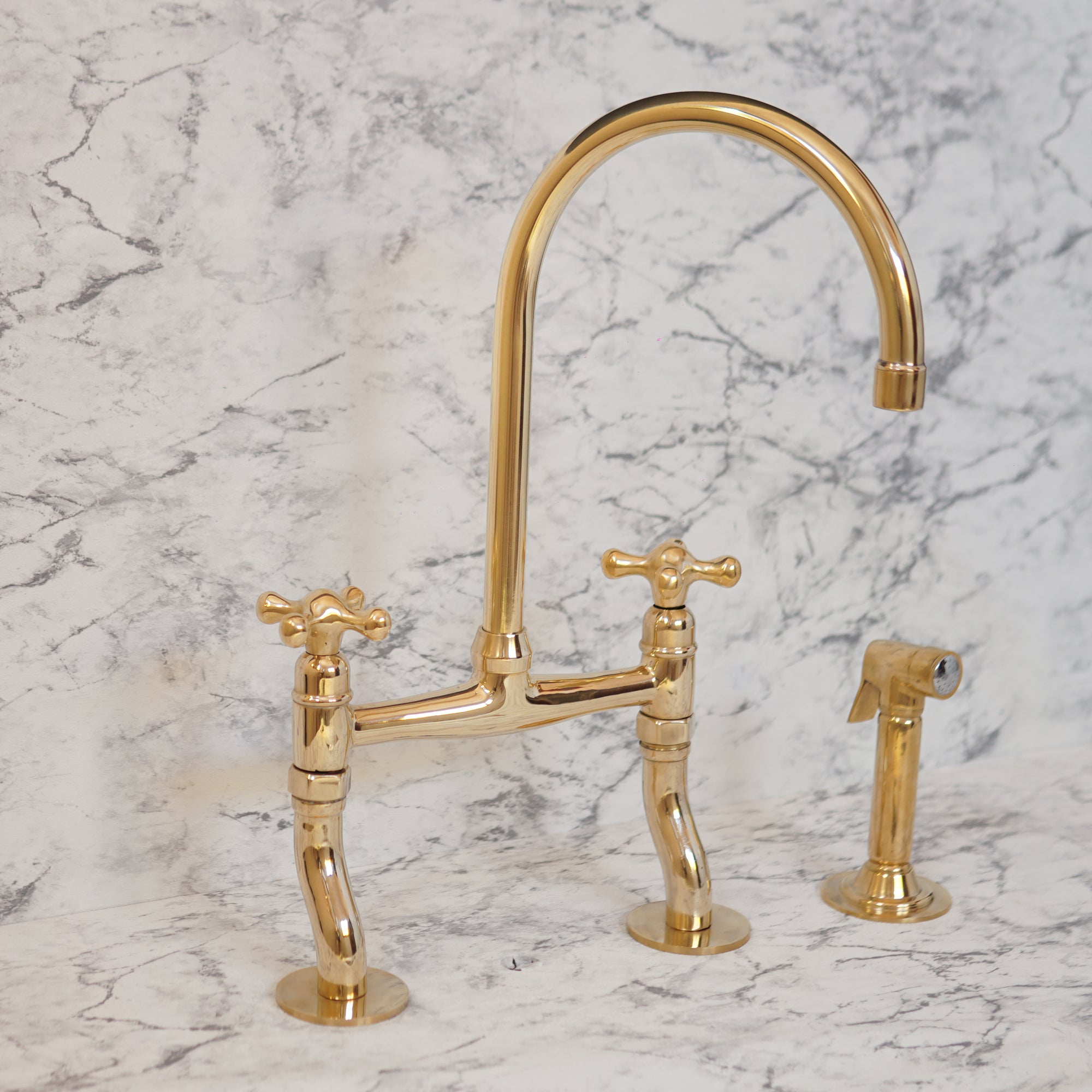 Curved Legs Brass Bridge Faucet