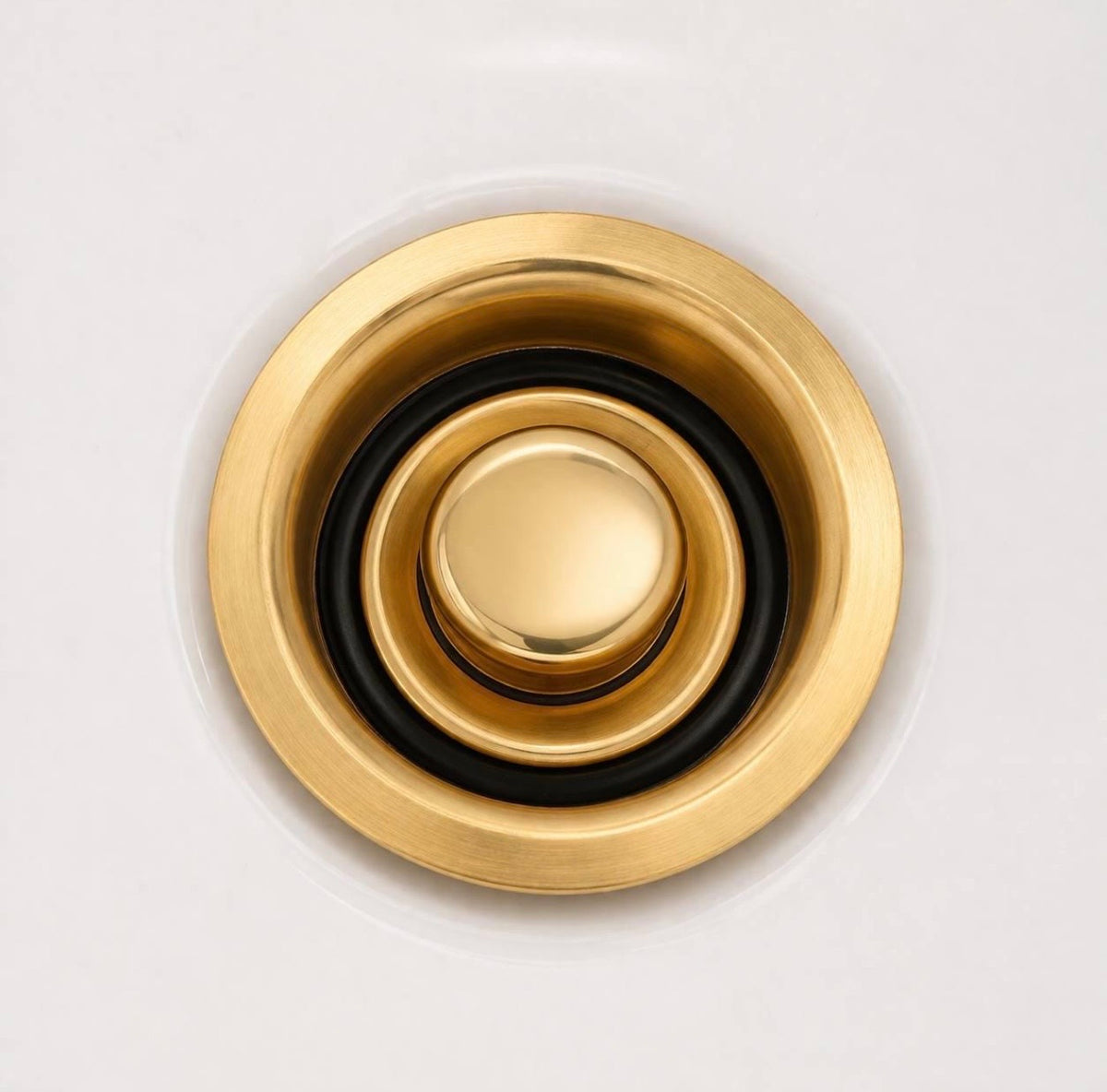 Kitchen Sink Garbage Disposal Flange &amp; Stopper – Unlacquered Brass
