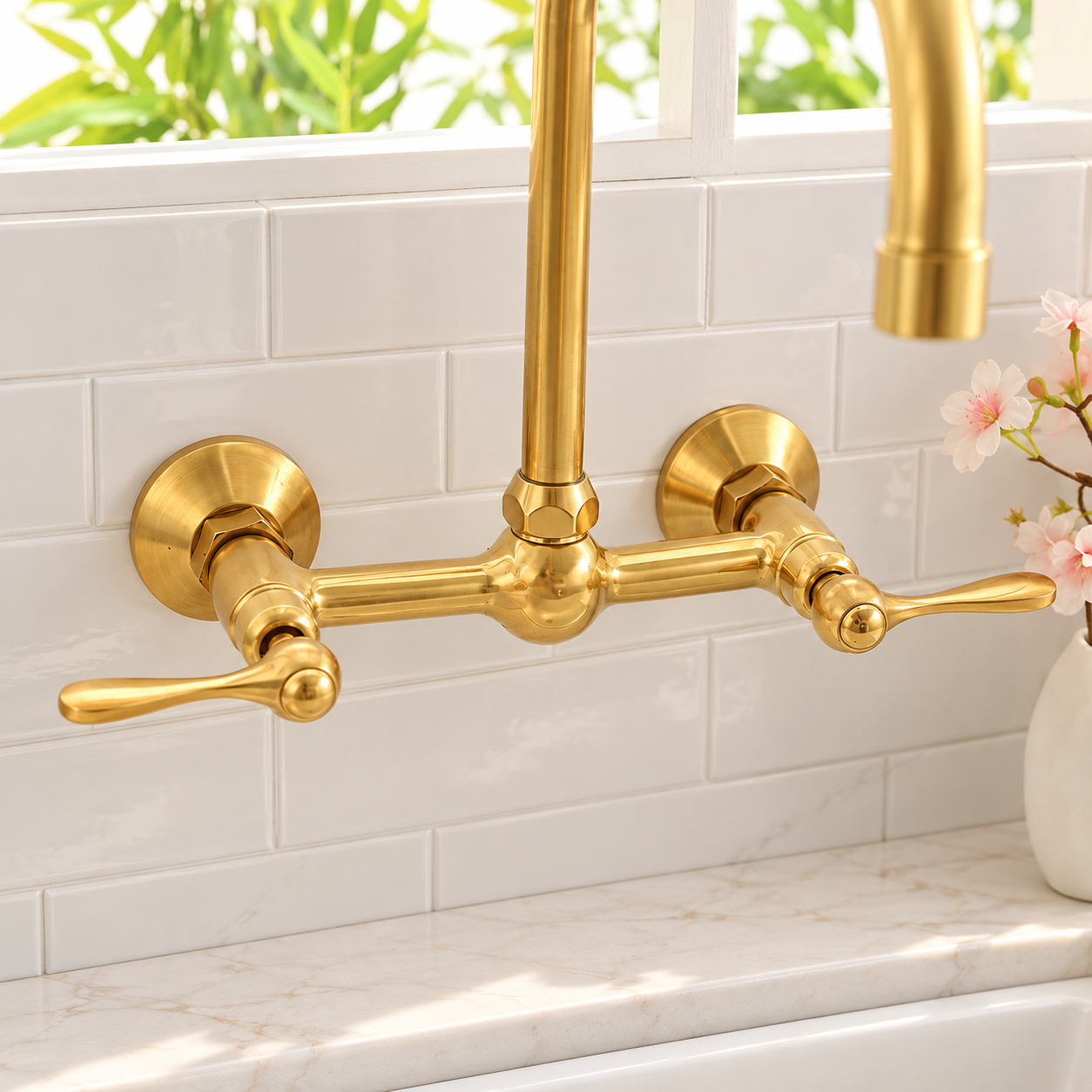 Huntley Wall Mounted Faucet - Unlacquered Brass