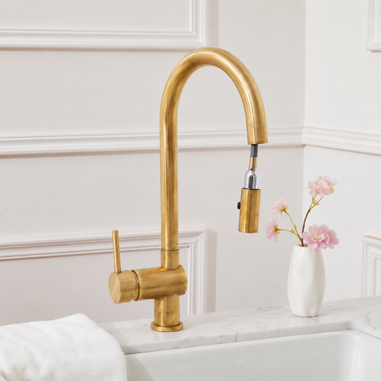 Brewster Pull Down Faucet - Unlacquered Brass