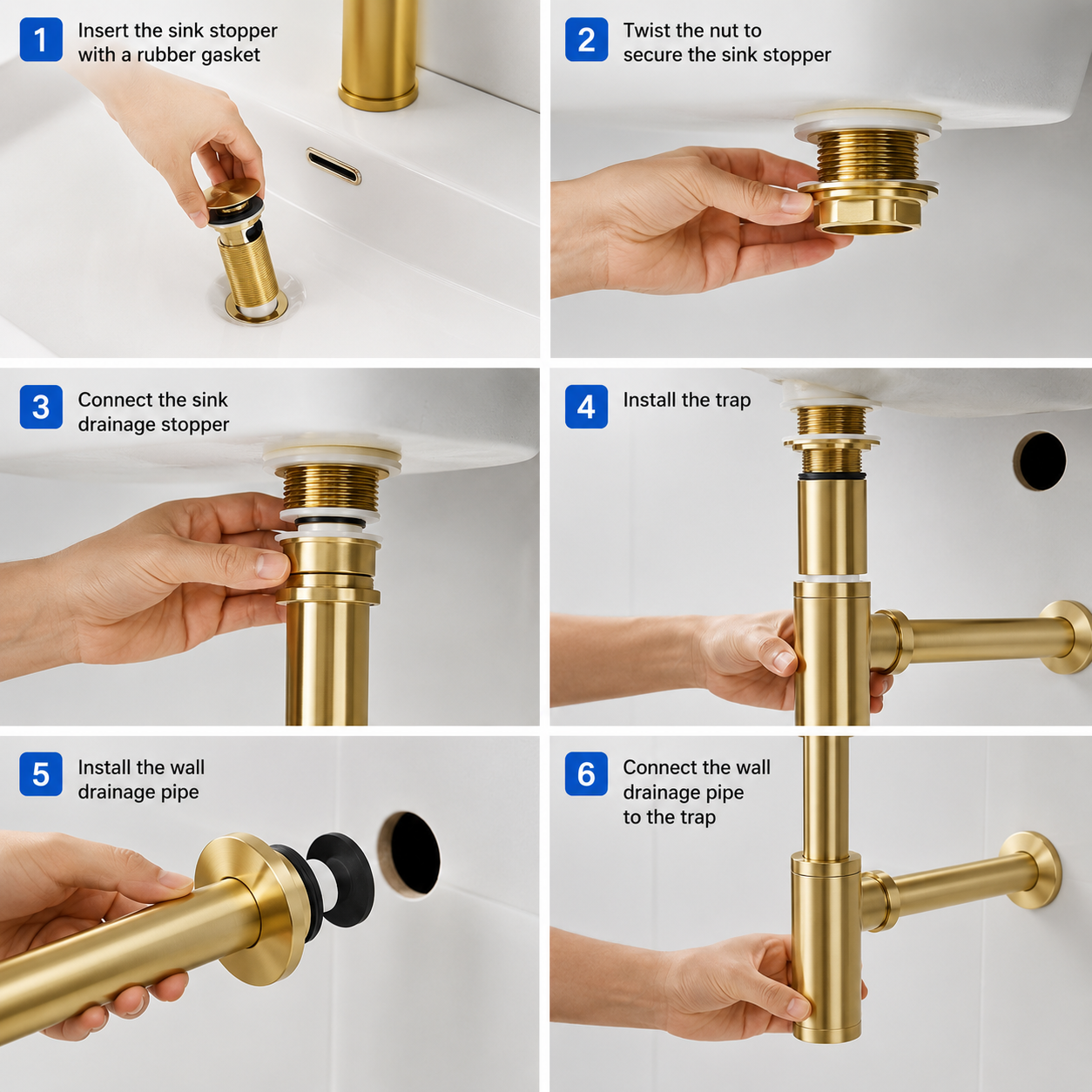 Bottle P Trap for Bathroom Sink – Unlacquered Brass