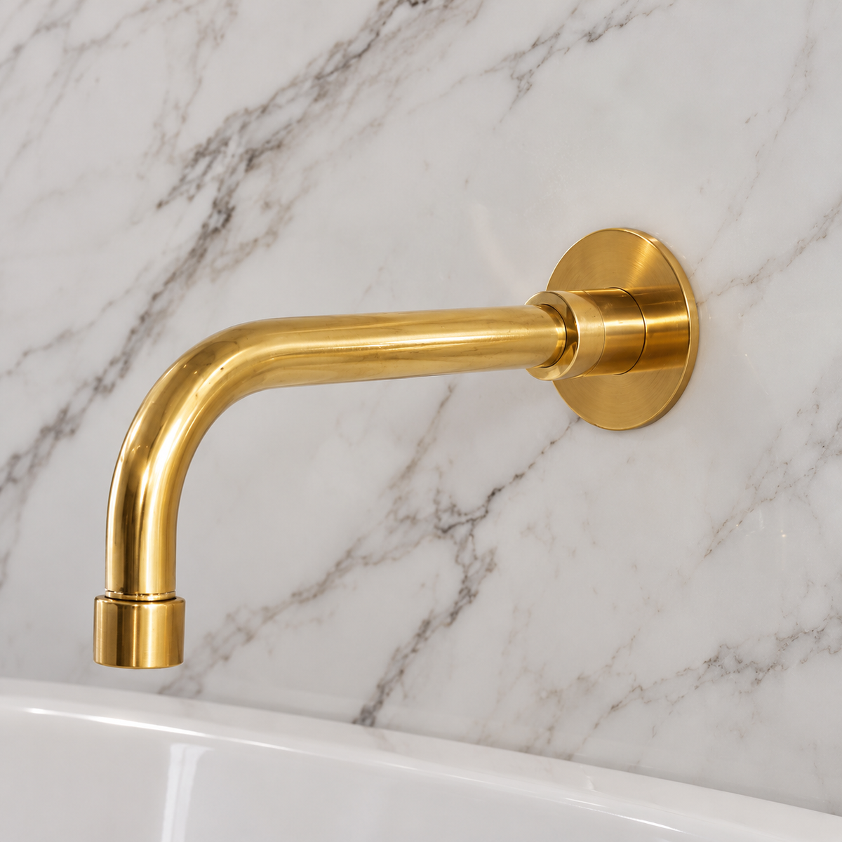 Wall Mounted Tub Filler with Hand Shower – Unlacquered Brass