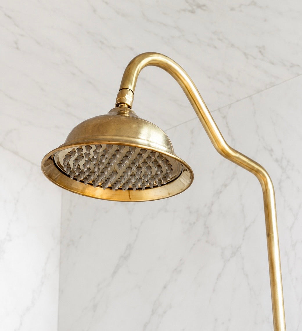 Unlacquered Brass Delta Vintage Shower