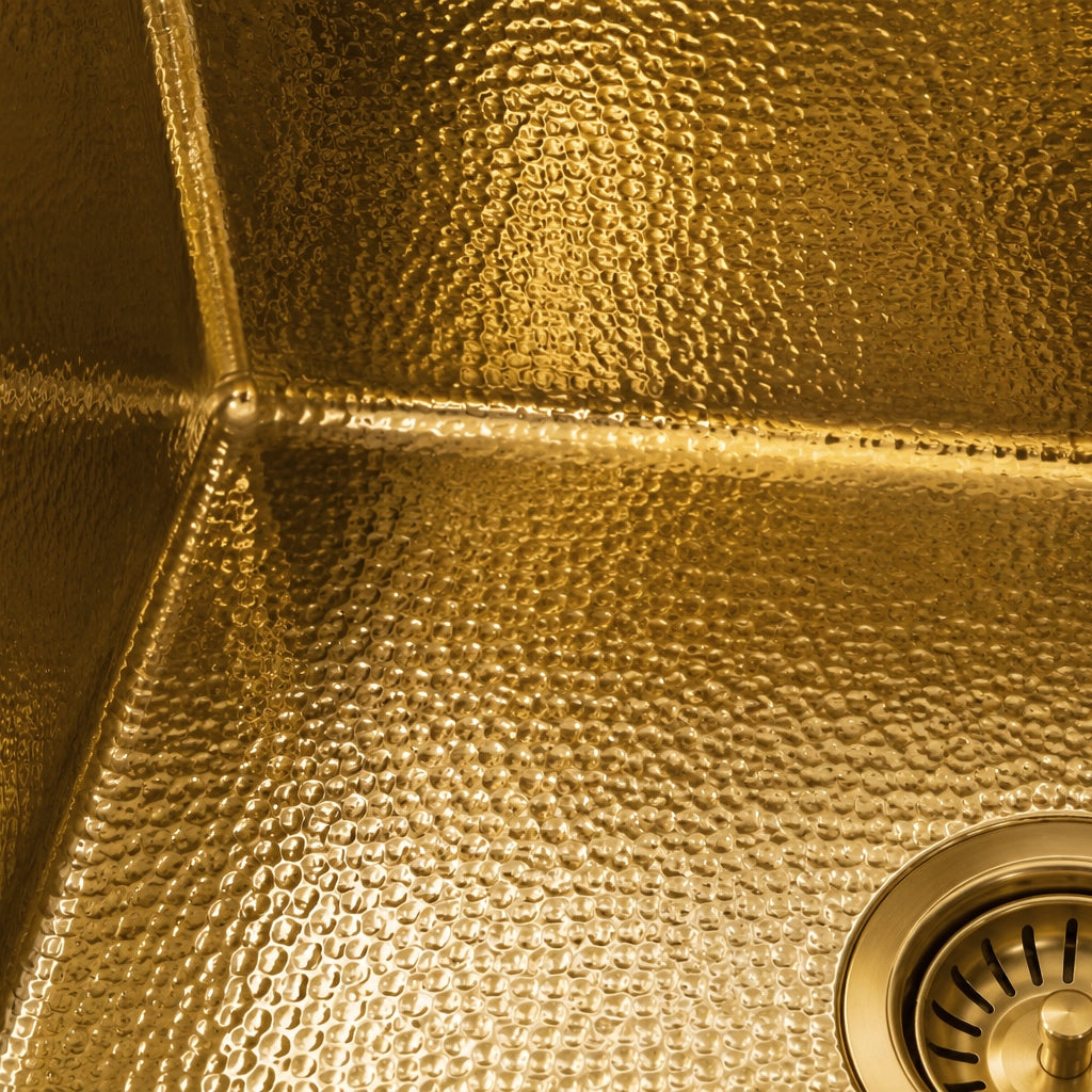 Unlacquered Brass Hammered Sink - Farmhouse kitchen Sink