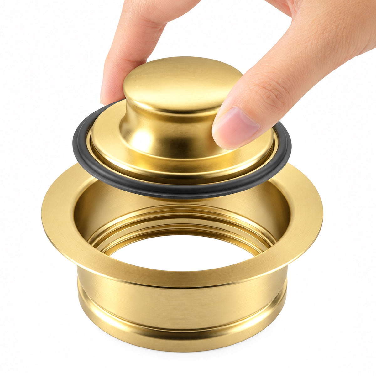 Kitchen Sink Garbage Disposal Flange &amp; Stopper – Unlacquered Brass