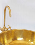 Walnut Wood & Brass Vessel Sink - Handcrafted Vessel Sink