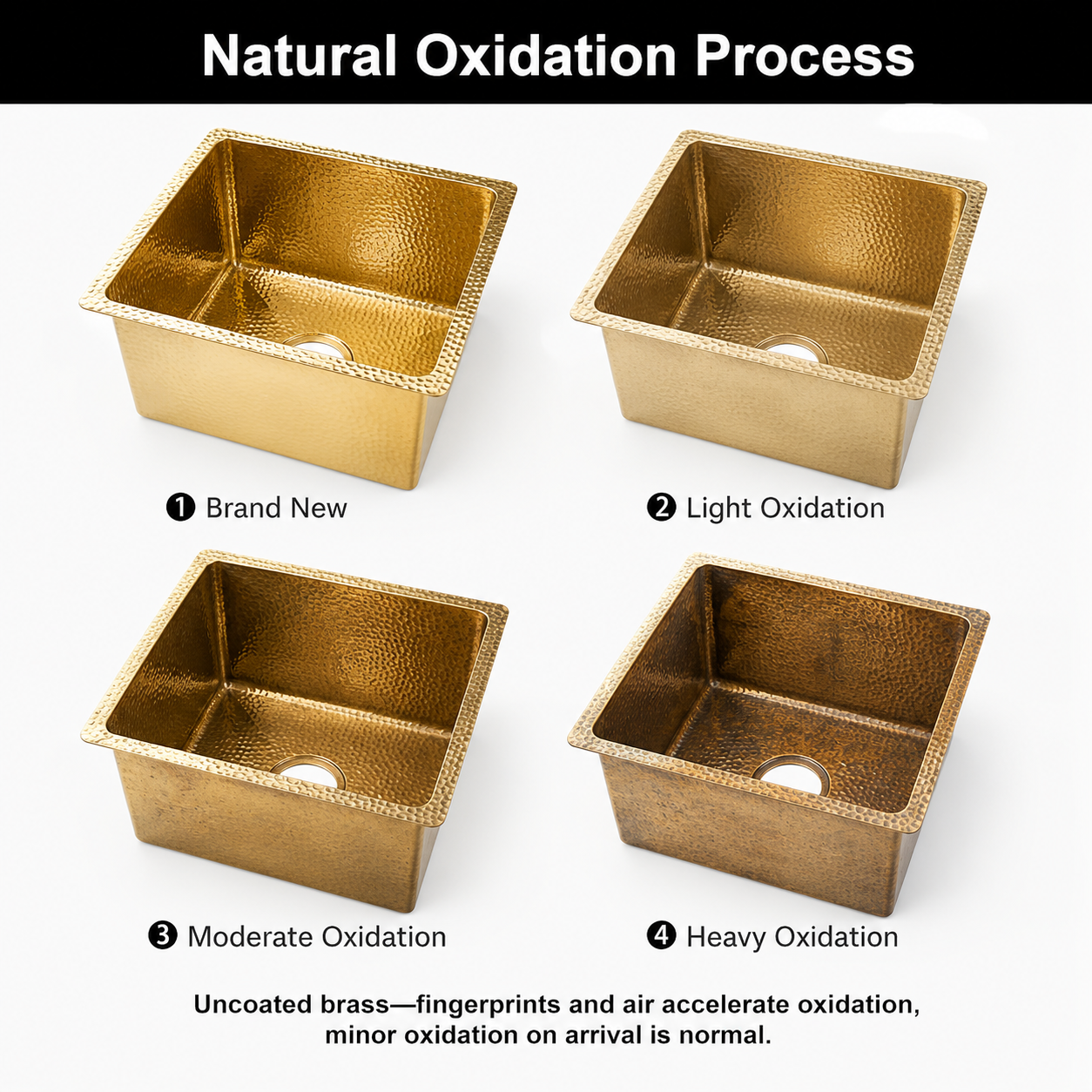 Unlacquered Brass Hammered Sink - Farmhouse kitchen Sink