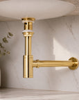 Bottle P Trap for Bathroom Sink – Unlacquered Brass
