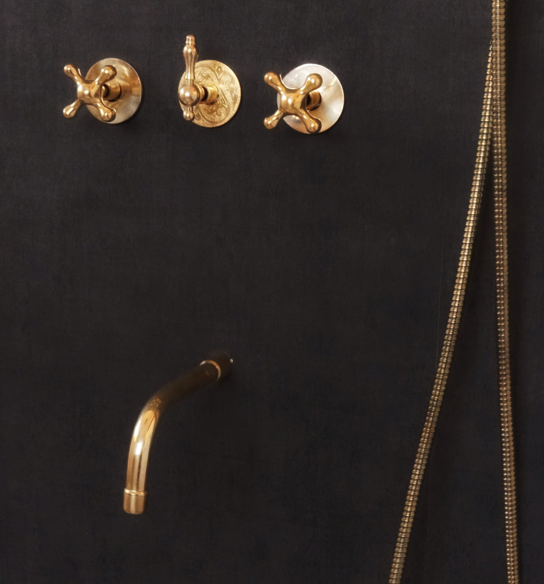 Maui Brass Rainfall Shower - Unlacquered Brass Shower Set