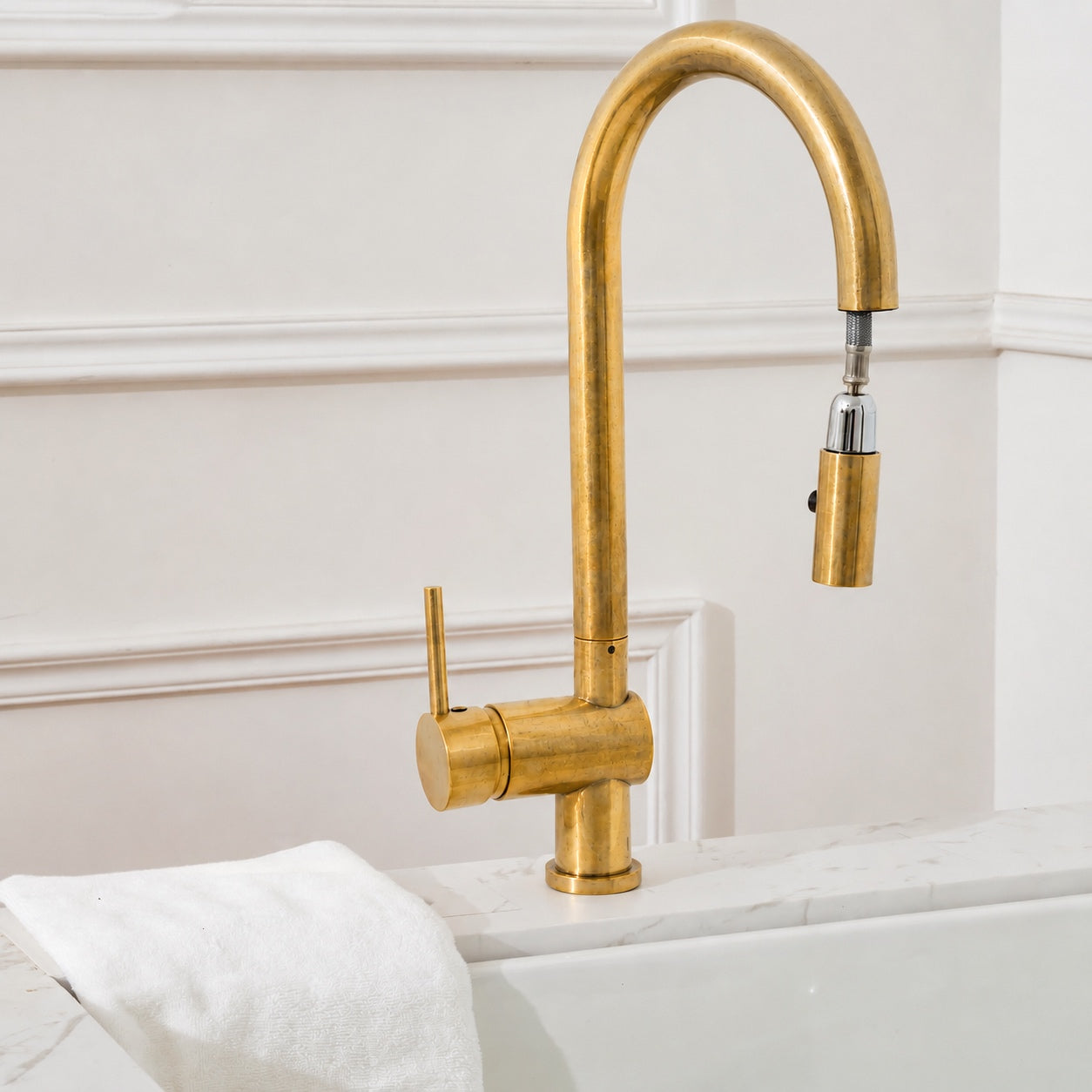 Brewster Pull Down Faucet - Unlacquered Brass