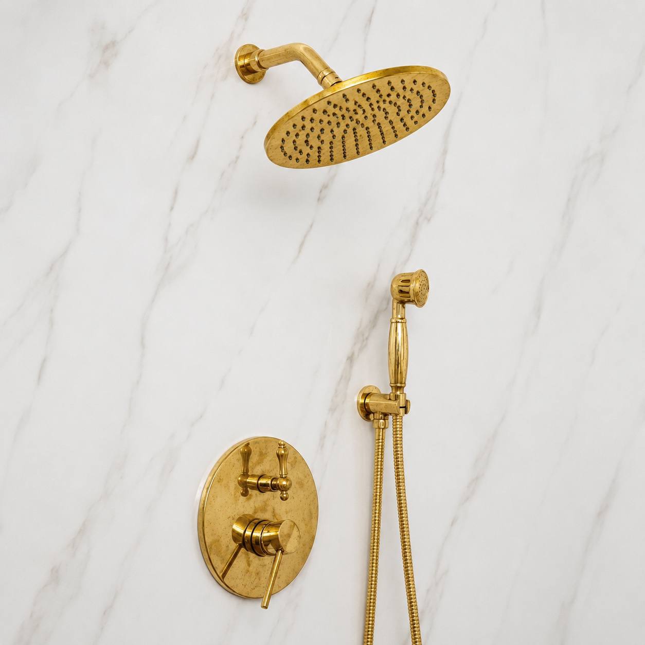 Berkeley Unlacquered Brass Shower System with Pressure Balanced Valve