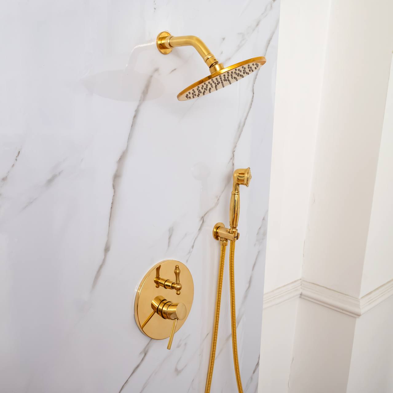 Berkeley Unlacquered Brass Shower System with Pressure Balanced Valve