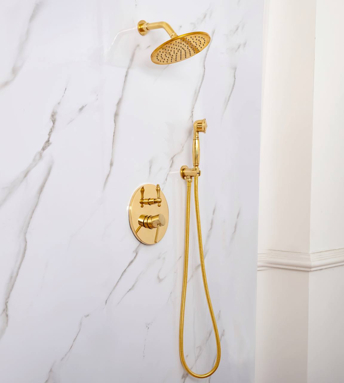 Berkeley Unlacquered Brass Shower System with Pressure Balanced Valve