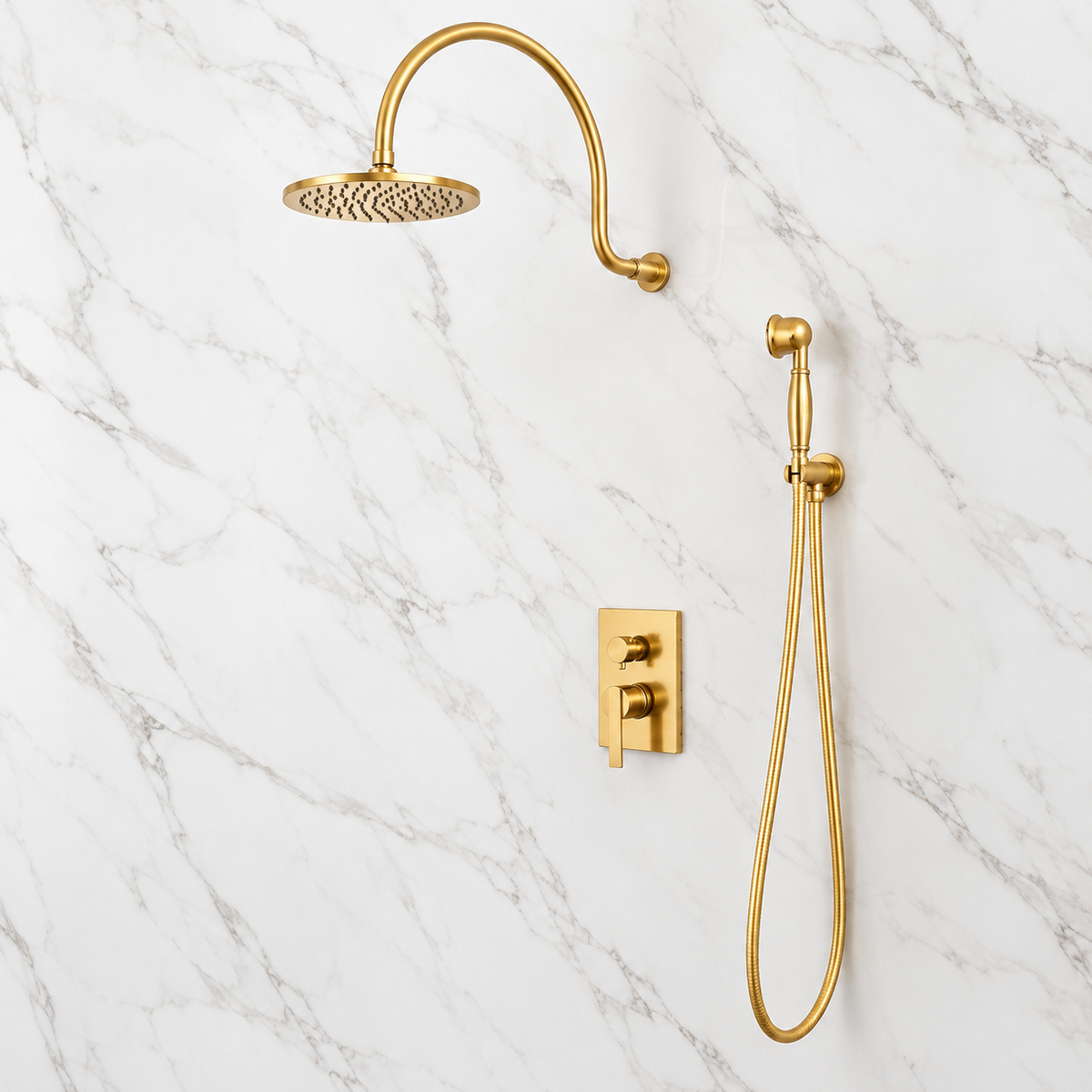 Camargo Unlacquered Brass Full Shower Set