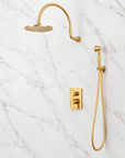 Camargo Unlacquered Brass Full Shower Set
