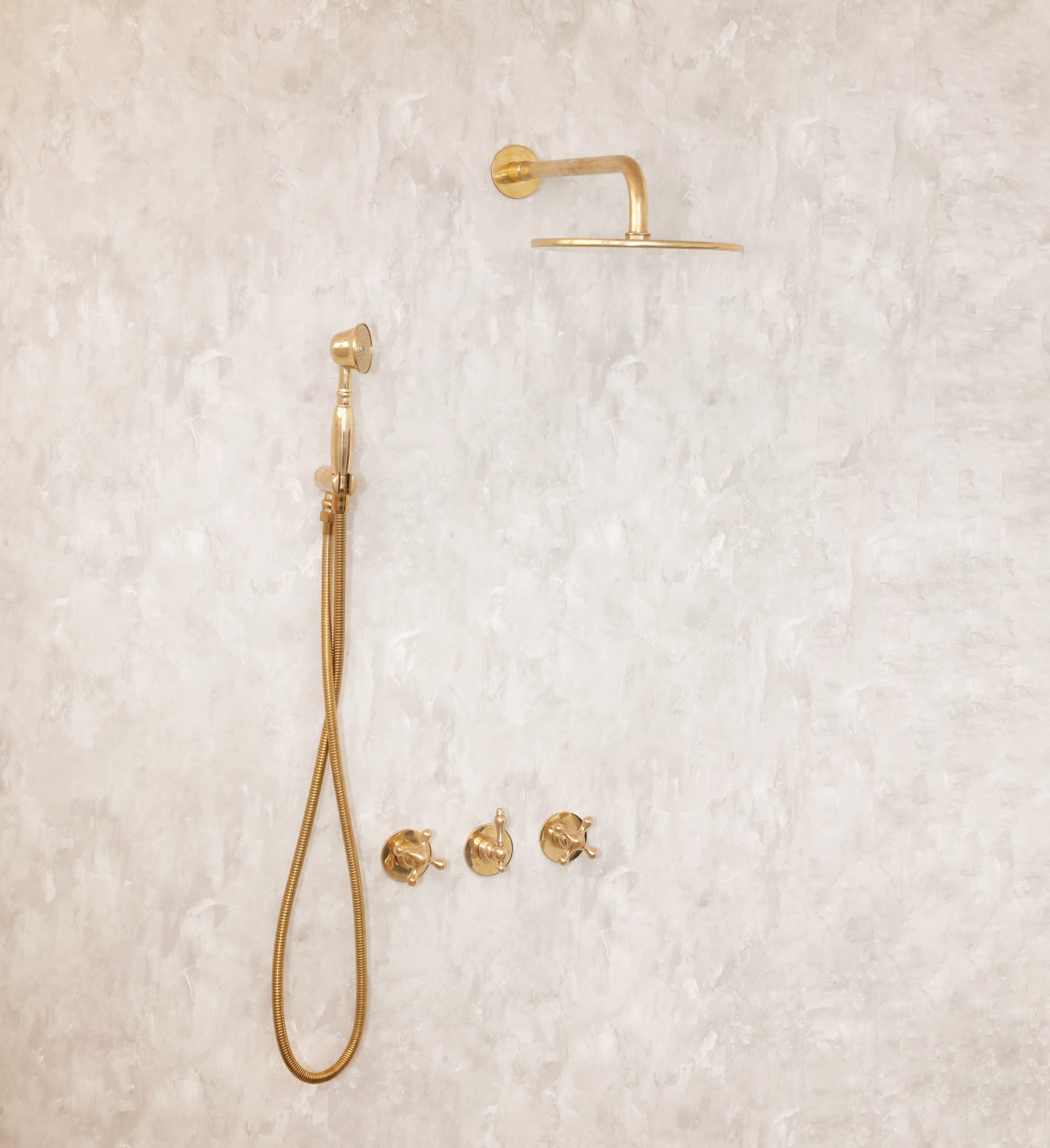 Brass Shower System | Head and Handheld Set | Brasslik