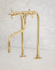 Unlacquered Brass Kitchen Faucet with long Legs, Elephant Trunk Spout