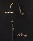 Maui Brass Rainfall Shower - Unlacquered Brass Shower Set