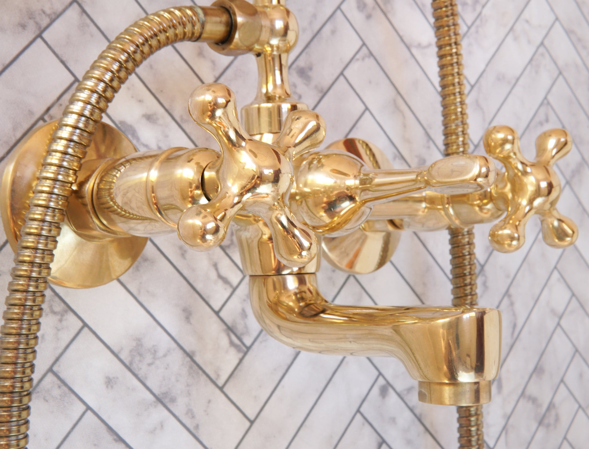 Handcrafted Unlacquered Brass Freestanding Bath Tub Filler