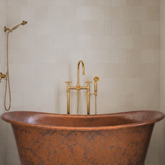 Unlacquered Brass Floor Mounted Bath Tube Filler