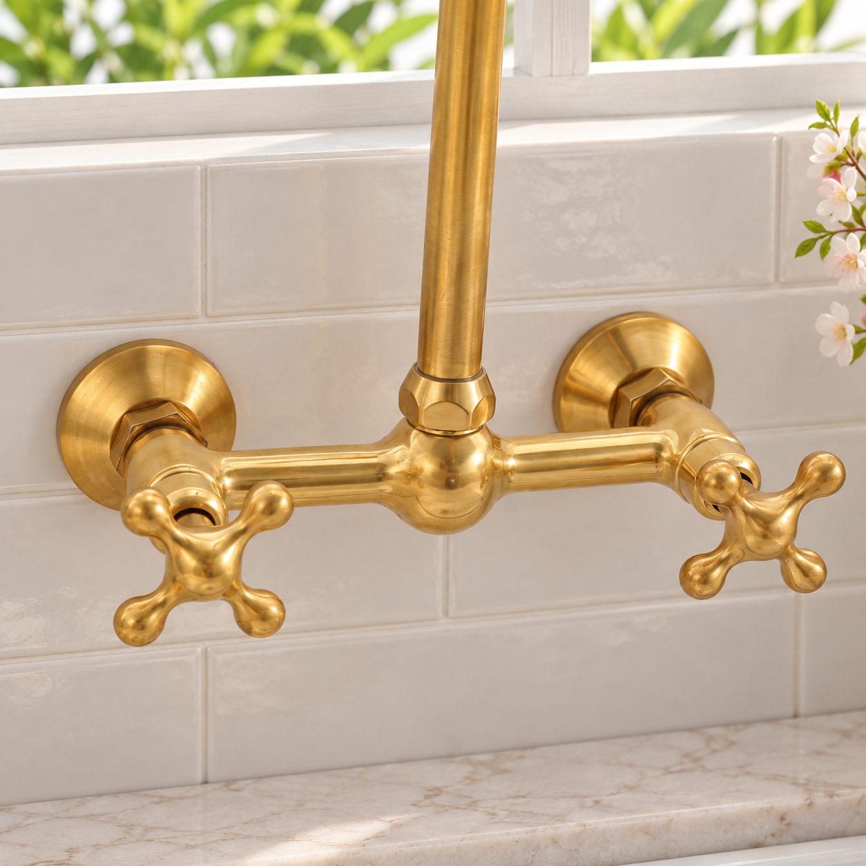 Huntley Wall Mounted Faucet - Unlacquered Brass