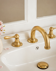 Brass Sink Faucet Widespread Bathroom Faucet Lever Handles Unlacquered Brass